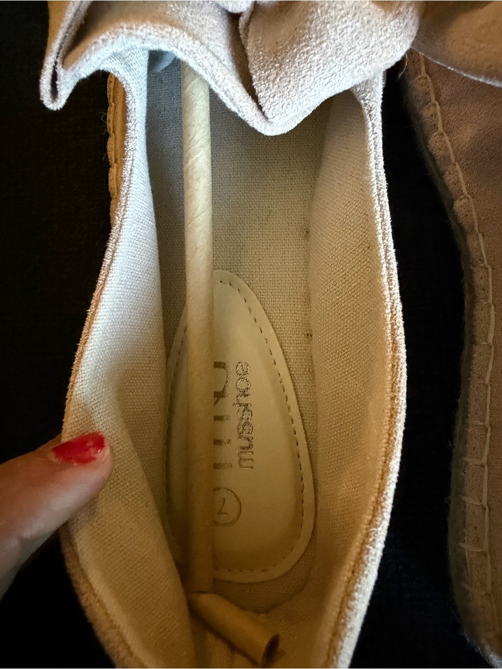 Miu Miu Light Beige Suede Bow Slip-On Flat